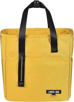 BININBOX Portable Insulated Lunch Bag 7L/11L Waterproof Thermal Cooler Tote Leakproof Meal Prep Bag Office, School, Picnic, Travel Yellow, 11L