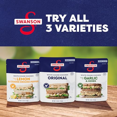 Image of Swanson Lemon and Coarse Ground Pepper White Chunk Fully Cooked Chicken, Ready to Eat, Simple On-the-Go Meals, 2.6 oz Pouch