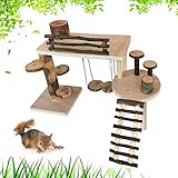 CHSEEO Hamster Holzleiter Spielzeug, Hamstertreppe Brücke Hamsterleiter Naturholz Springen Plattform mit Schraube Kletterspielzeug für Hamster Meerschweinchen Chinchilla Kaninchen Papageien Häschen