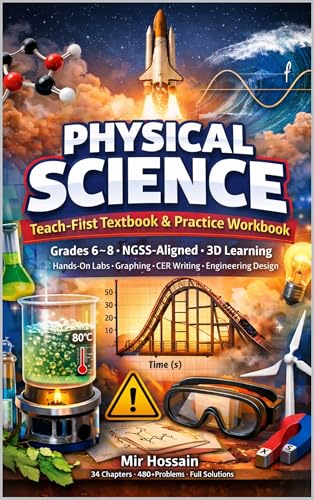  PHYSICAL SCIENCE Teach-First Textbook & Practice Workbook Grades 6–8 : NGSS-Aligned • 3D Learning Hands-On Labs • Graphing • CER Writing • Engineering Design (English Edition)