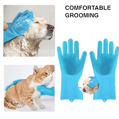 Image of 4-in-1 Pet Grooming & Cleaning Set | Silicone Washing Gloves, Grooming Glove Brush, Paw Cleaner Cup & Soft Bath Scrubber | for Dogs & Cats | Easy Bathing, Fur Removal & Daily Paw Hygiene
