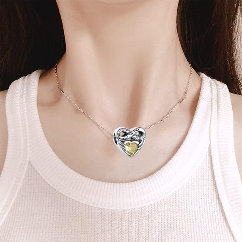 Miniatura 5 de Globo de aire caliente y dije de piedra natal de corazón de amor, cuentas de plata de ley 925 para pulseras y collares con circonita cúbica 5A,