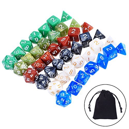 EBOOT 42 Pieces (6 x 7) Polyhedral Dices Game Dices Assorted Colors for Dungeons and Dragons DND MTG RPG with 6 Pack Black Pouches, 6 Sets of d20, d12, 2 d10 (00-90 and 0-9), d8, d6 and d4