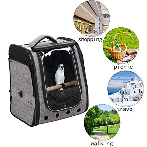 X-ZONE PET Bird Travel Bag Portable Pet Bird Parrot Backpack Transparent Breathable Travel Cage,Lightweight Bird Carrier… - Image 6