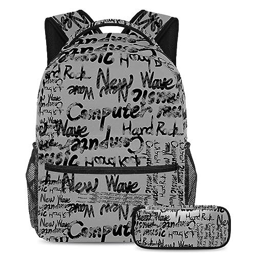 Sac à dos avec trousse d'école Rock Artistic pour garçon et fille, sac de voyage multicolore