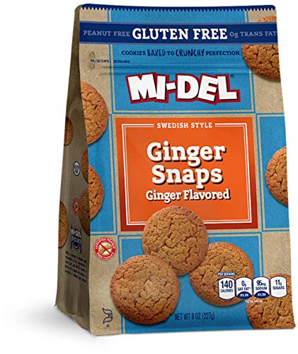 Mi-Del Gluten Free Cookies, Ginger Flavored Snaps, 8 Ounce