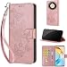 TOMYOU Wallet for Honor Magic 6 Lite Case, Rose Gold Butterfly