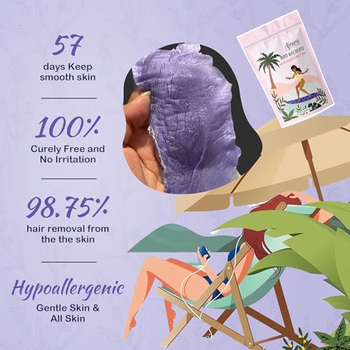 Image of Ajoura 1lb Hard Lavender Wax Beads for Full Body Hair Removal - Brazilian, Bikini, Face, Eyebrows, Underarms, Arms, Chest, Back, Legs (Refill for Wax Warmer Kit, Purple)