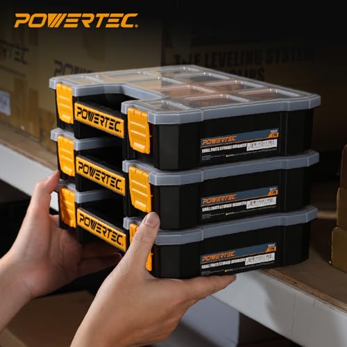 POWERTEC Small Parts Organizer & Tool Box – 10 Compartments, Stackable Storage with Removable Dividers, Clear Lid, Portable Design (72117) by POWERTEC - Used condition - Image 7