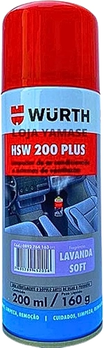 Produto para limpar o Ar Condicionado Automotivo Elimina Mal Odores HSW 200 PLUS Aroma Aroma Lavanda Soft Wurth
