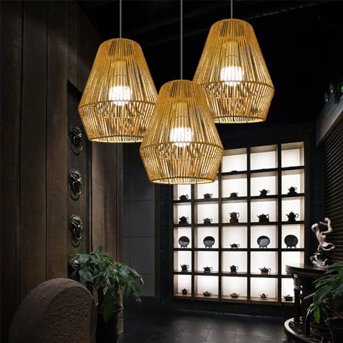 Lámpara de mimbre para luces de techo de restaurante moderno 4