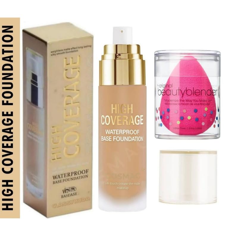 Cosmac Beauty Ultimate Combo |Unveil Your Flawless Charm with Waterproof Base Foundation with Makeup Puff | Pack of 2 (Mini makeup kit)