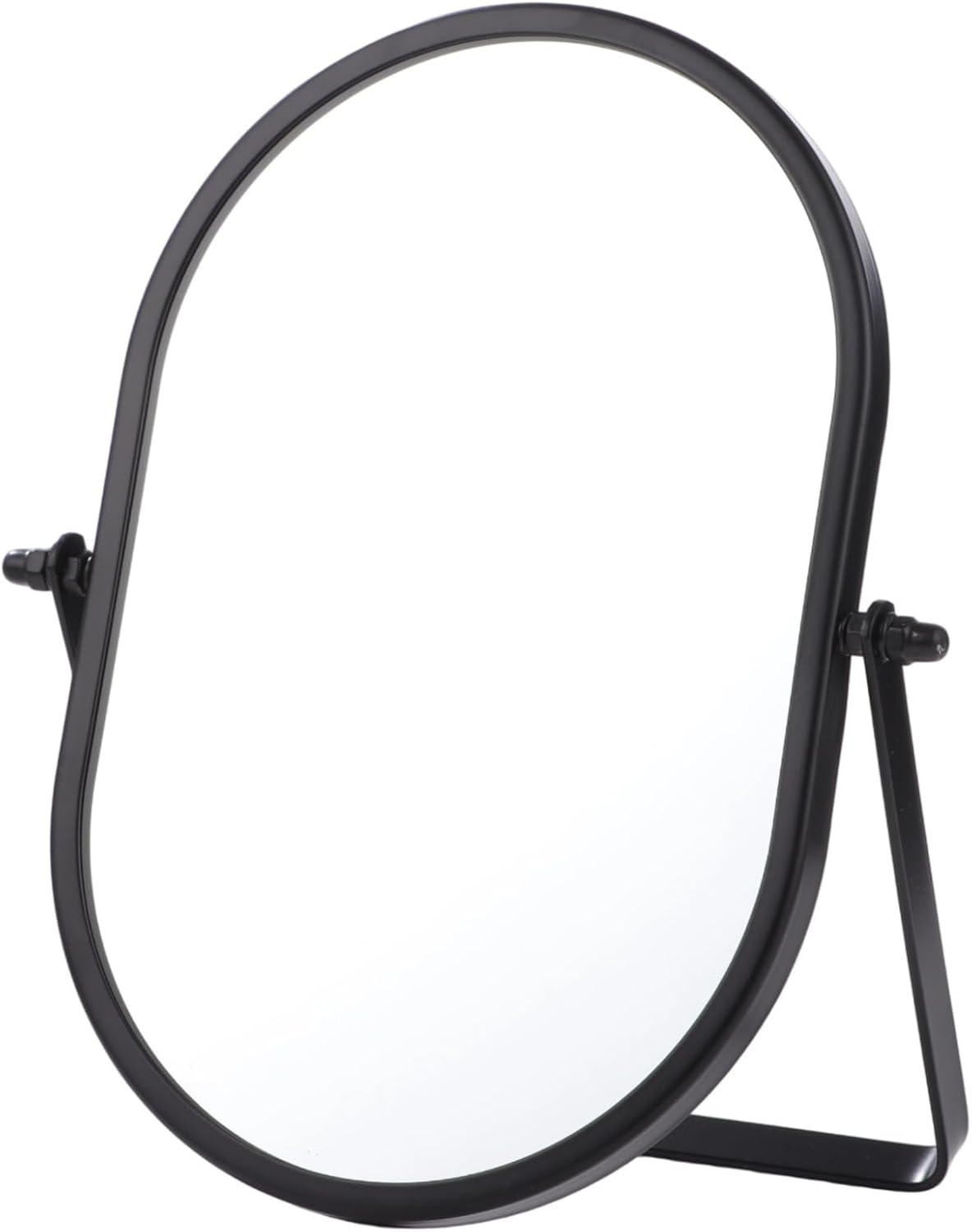 Oval Desktop Mirror, 8.9 x 6.1 in Small Black Metal Frame Vanity Mirror Portable, 360° Rotation, Folding Design for Bedroom, Travel, Makeup, Dressing Room, Bathroom, Tabletop image 2