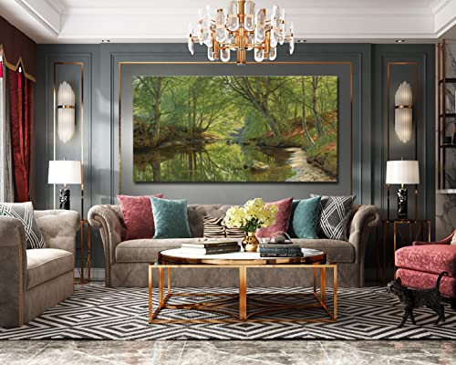 Msspart Green Forest Stream Wall Art For Living Room By Peder Mork Monsted, Landscape Painting Canvas Prints, Nature Picture Artwork For Office Decor #TOP4