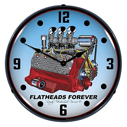 Flathead V8 Engine Lighted Wall Clock