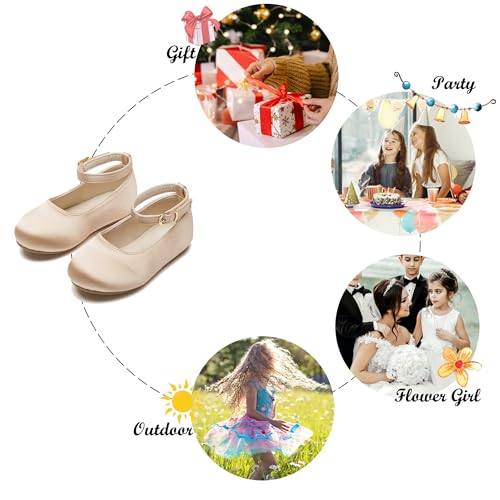 Image of Felix & Flora Girls Toddler Little Ballet Shoes - Flower Girls Mary Jane Flats Dress Shoes Party Wedding