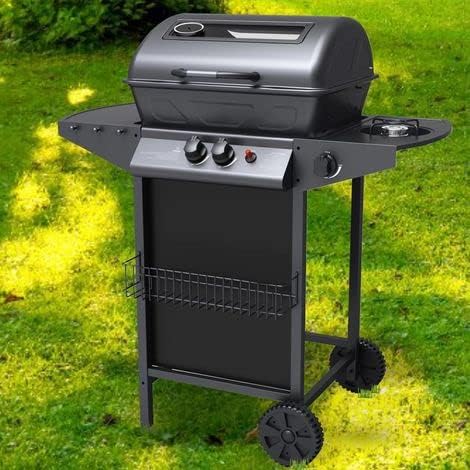 Zenith BBQ a Pietra lavica, Barbecue Grill Compatto a 2 Bruciatori e 1 Fornello Laterale, 7.1 kW di Potenza, 2 Griglie Zenith BBQ a Pietra lavica, Barbecue Grill Compatto a 2 Bruciatori e 1 Fornello Laterale, 7.1 kW di Potenza, 2 Griglie