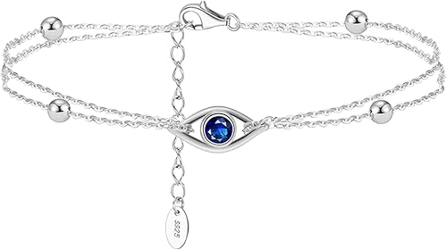 Pulseras de plata de ley 925 con infinito de mal de ojo, ajustable, para mujer, madre, esposa, novia, regalo de joyería
