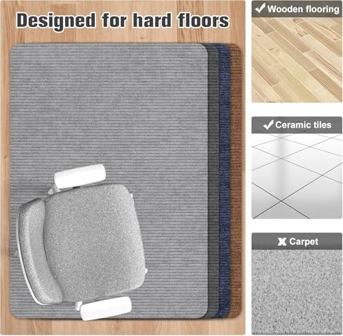 Image of Placoot Desk Chair Mat for Hardwood Floor Corduroy Surface 1 /6 inch Thick 55 inchx35 inch Office Chair Mat for Rolling Chairs-100% Large Anti-Slip Backing Under Desk Low-Pile Office Rug Floor Mat for Office /Home