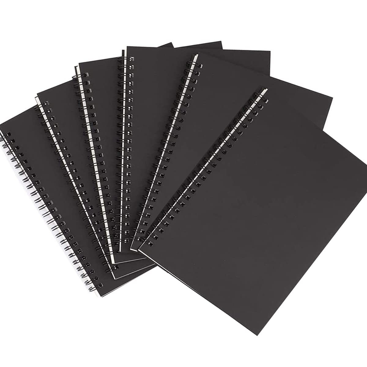 TSKDKIT 6 Pcs A5 Sketchbooks Blank Notebooks Black Kraft Cover Sketch Books Blank Page Journal Books 80GSM Paper Sketch Pad for Adults & Kids