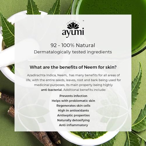 Ayumi Neem & Tea Tree Body Lotion | Oil Control Moisturiser for Oily Skin | Acne Cream with Witch Hazel | Nettle Leaf Hand Cream to Soothe Irritation | Body Moisturiser for Men & Women | 1 x 250ml - Image 4