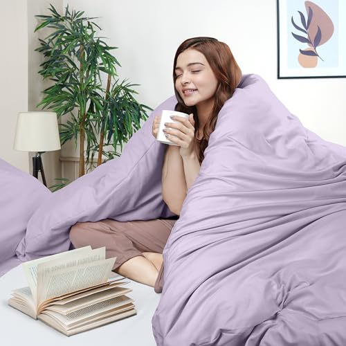 Utopia Bedding Duvet Cover King Size - 3 Piece with Zipper Closure - 1 Comforter Cover 104X90 Inches & 2 Pillow Shams 20X36 Inches (Lavender) Comforter Not Included
