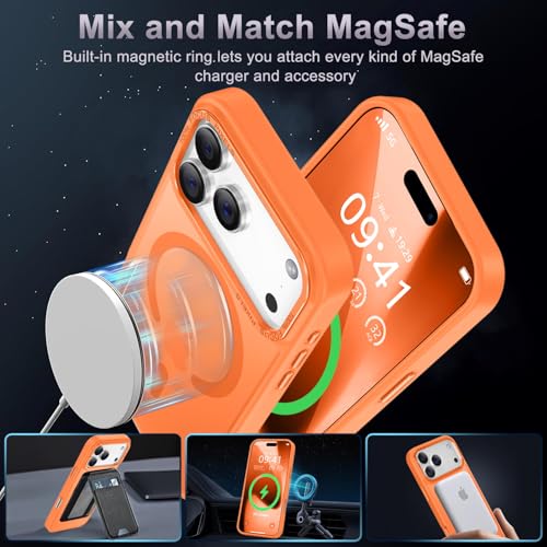 Newfuture Magnetic for iPhone 17 Pro Case [Compatible with Magsafe] [Military Grade Drop Protection] Matte Anti-Scratch Shockproof Protective Phone Cover for Replacement Batteries, Orange — view 2