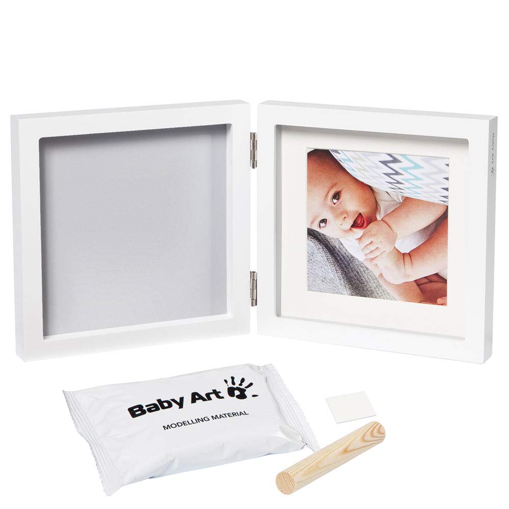 Baby Art My Baby Touch Set de Marco de foto y Huella de bebé en Arcilla, Recuerdo de las huellas de mano y pie,Gris