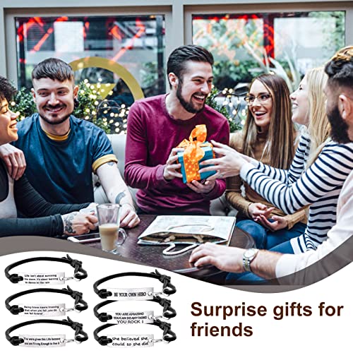 12Pcs Inspirational Bracelets For Women Cuff Bangle Motivational Quotes Words Engraved Friend Encouragement Jewelry Cheer Gifts For Women Teen Girls Students #TOP5