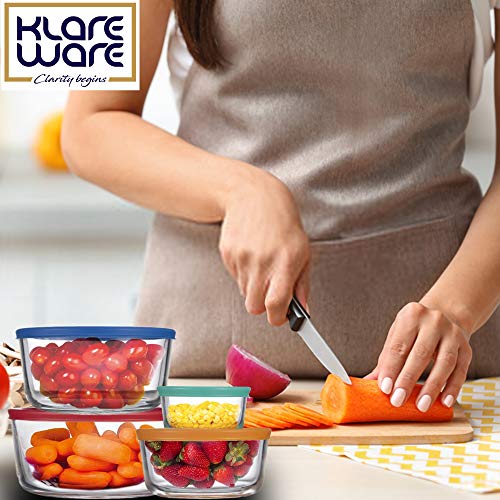 Klare Ware 1 Cup 2 Cup 4 Cup 7 Cup Glass Food Storage Containers Stackable Meal Prep Lunch Bento Or Leftover Salad Bowls Dish W Bpa Free Lids 8 Piece Multi Color Set (8 Pcs Set) #TOP4