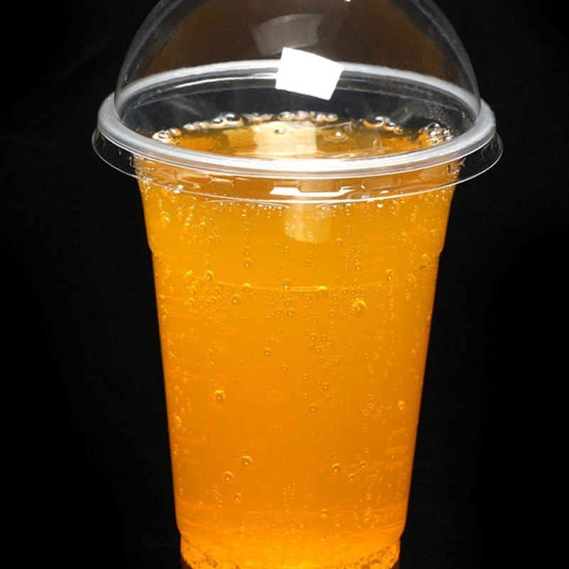 PRETYZOOM 16 Oz Disposable Clear Cups with Dome Lids for Cold Drinks Juice Milk Tea Smoothies Desserts and Party Use - 20 Pack - Image 2