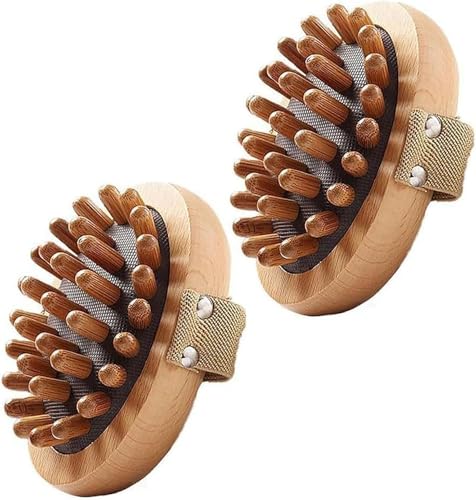 Genérico Cepillo de Presión, Cepillo Anticelulítico Corporal, Cojín de Aire SPA Calmante con Aceites Esenciales de Madera, Cepillo de Masaje, Masajeador de Madera Natural 2 Piezas