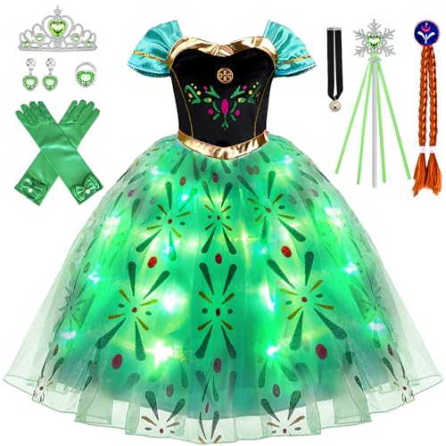 Latocos 10pcs Light Up Princess Costume for Girls Kids Princess Dress Up Cloths for Little Girls Halloween Cosplay
