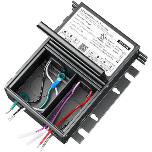 Image of UL Listed 60W 24V 5-in-1 Dimmable LED Driver, Universal Power Supply for TRIAC /Phase, 0-10V, 1-10V, PWM, Potentiometer Dimmers, for LED Strip Lights, Panel, Landscape Lighting, cUL /Class2 /ClassP