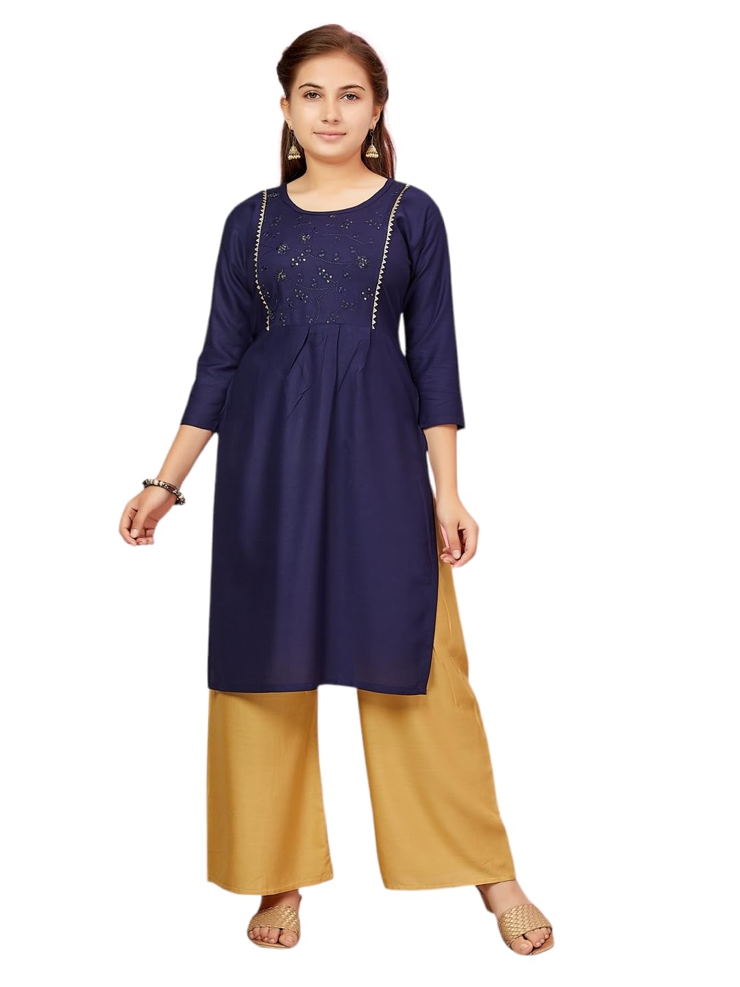 Aarika Girls Navy Blue Colour Rayon Kurti
