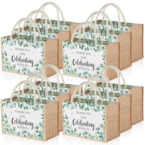 Paterr 12 Pcs Thank You Canvas Bags Bulk with Handles for Women Reusable Appreciation Burlap Toe Bags