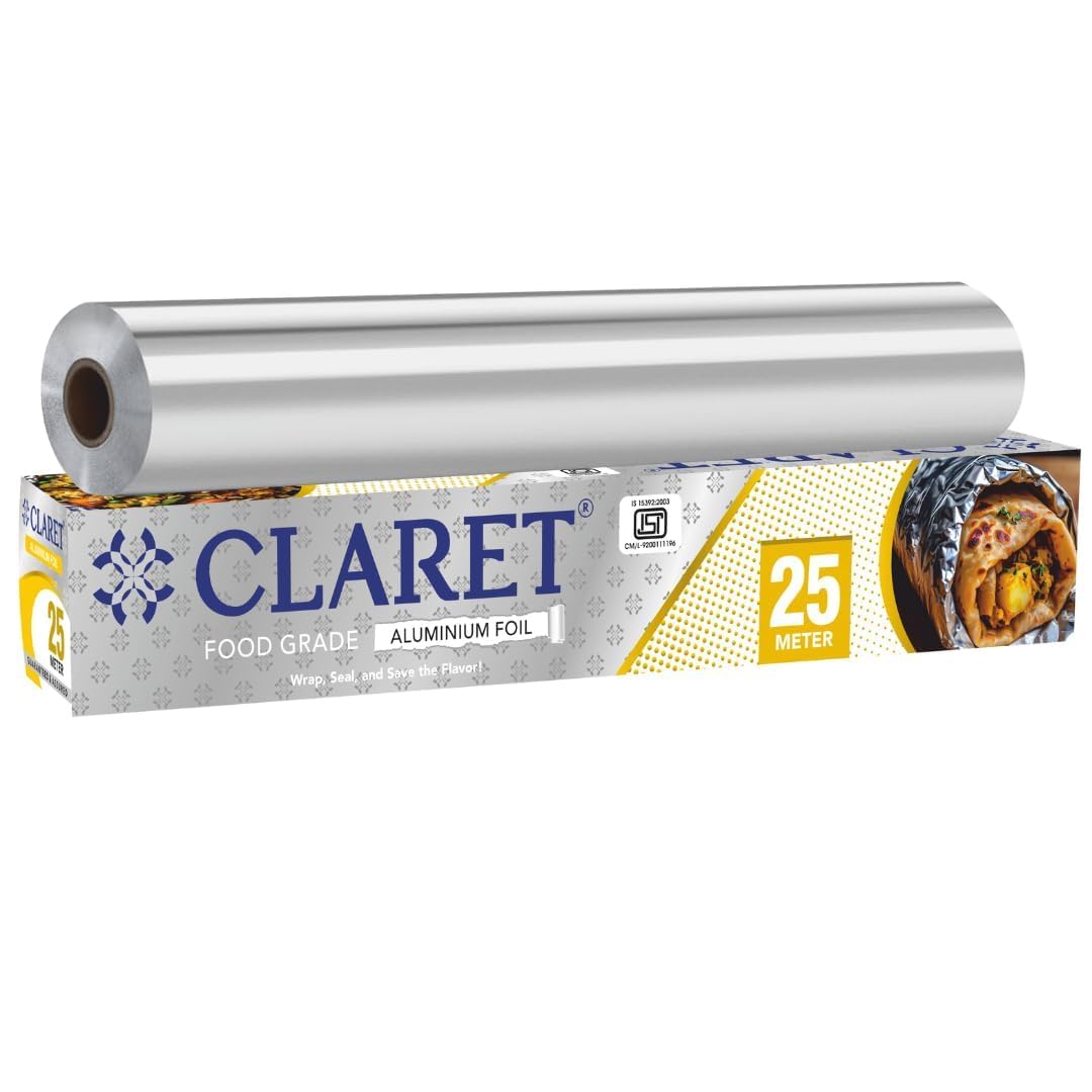 Claret Aluminium Foil 25 Meter | Food-Grade, Extra Strong & Durable | Retains Freshness & Keeps Food Warm | Ideal for Wrapping, Baking, Grilling & Storing Food (Pack Of 1)-image-10