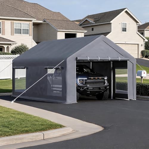 12x20 FT Carport Canopy with Roll-up Windows