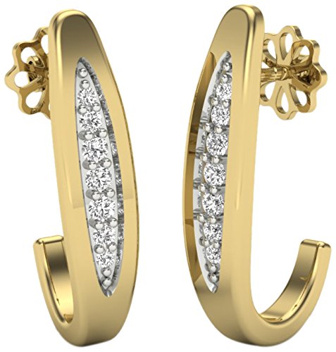 kuberbox 14KT Yellow Gold Diamond Serene Half Hoop Earrings for Women-picture-21