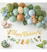 Dinosaur Birthday Decorations,Wild One Birthday Decorations 54PCS,Happy Birthday Balloons with Ba...