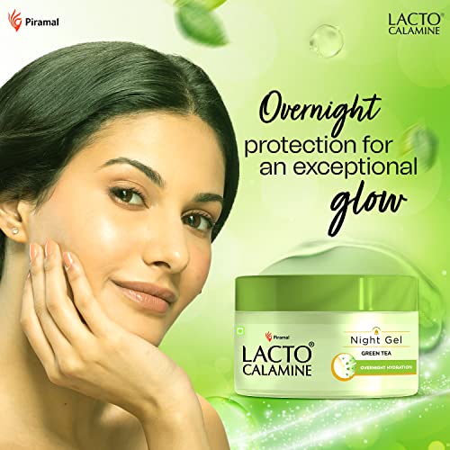 Lacto Calamine Green Tea Night Gel Moisturizer For Women | 50g x Pack of 1 | Night Cream For Oily Skin with Niacinamide & Glycolic Acid | Overnight Hydration | Sulphate &... - Image 2