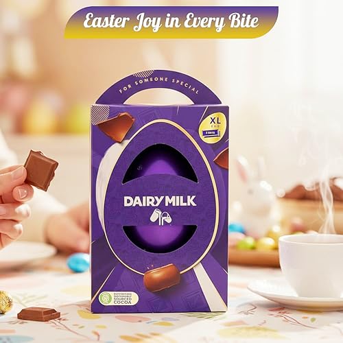 Easter Egg Chocolate Hamper For Easter Gifts - Large Dairy Milk Chocolate Egg With 2 Dairy Milk Bars 242G & Topline Hanging Decoration. Great Gift Box For Kids Egg Hunt - 6