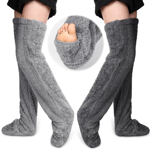 Vicenpal 2 Pairs Over Knee Fuzzy Socks Thigh High Fuzzy Socks Dreams Winter Leg Warmers for Women Sleeping