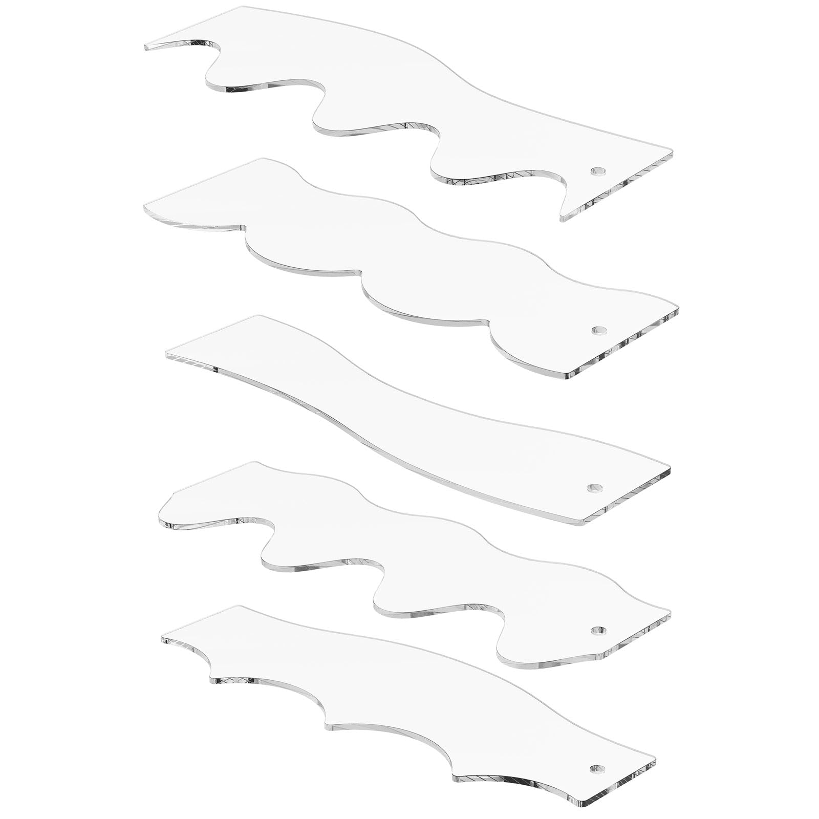 5 Pcs Wave Edge Quilting Ruler,Acrylic Quilting Templates, Clear DIY Patchwork Sewing Crafts, Waves Ruler Piecing Formwork for Machine, No Slip Quilting Ruler Templates for Sewing Craft Patchwork Spli