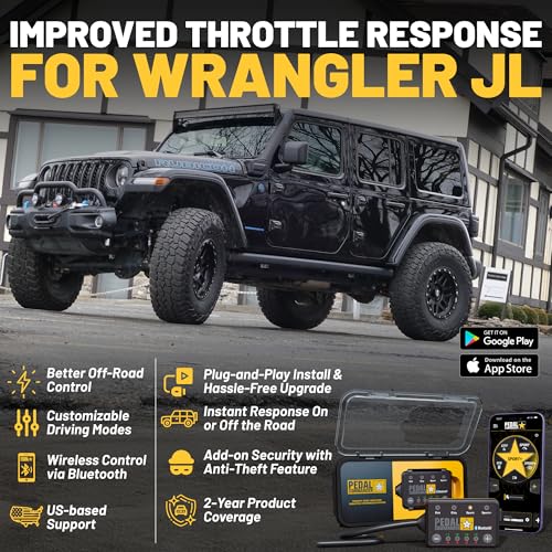 Image of PEDAL COMMANDER for Jeep Wrangler JL 2018-2026 Throttle Response Controller - Anti-Theft, 4 Modes 36 Settings, App Control, Plug-and-Play - Off-Road Trail & Rock Crawling Performance Upgrade
