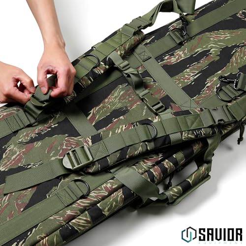 Savior Equipment American Classic Tactical Double Long Gun Bag Pistol Transportation Case w/Backpack Strap, 46 Inch Tiger Stripe - image 5