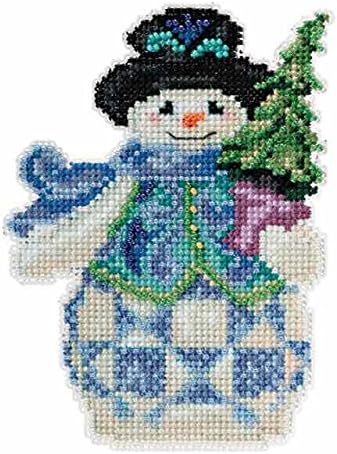 Mill Hill Evergreen - Kit de adornos de punto de cruz con cuentas de muñeco de nieve 2015 Jim Shore