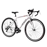 ロードバイク 自転車 シマノ14段変速 700*32cタイヤ ドロップハンドル 補助ブレーキ搭載 前後キャリパーブレーキ 超軽量高炭素鋼フレーム (ホワイト)