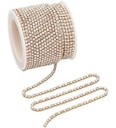 OLYCRAFT 33 Feet Alloy Rhinestone Cup Chains with Pearl Golden Rhinestone Close Chain Trim Rhines...