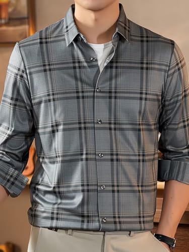 Image of Lymio Men Shirt | Checkered Button Down Shirt for Men | Slim Fit Casual & Semi-Formal Shirts for Man | Textured Long Sleeve | Office & Weekend Ready (Packs Also Available) (Big-Checks)
